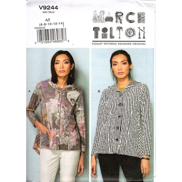 Vogue V9244 Misses 6 to 14 Marcy Tilton Hooded Jacket Uncut Sewing Pattern New - Picture 1 of 2